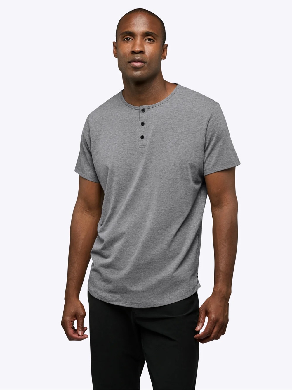 CUTS AO Henley Curve-Hem - M Heather Grey - Picture 2 of 6